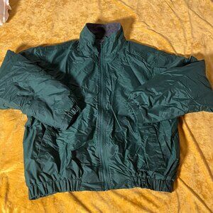 Vintage Prides Landing Green Mens Size Large Zip Up Fleece Lined Nylon Jacket